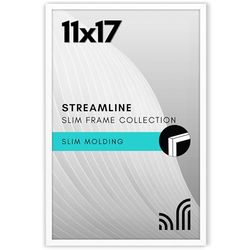 Americanflat 11x17 Picture Frame with Polished Plexiglass - Streamline Collection - Thin Border Picture Frame for Wall Display - Hanging Hardware Included - White