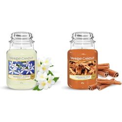 Yankee Candle Scented Candle | Cinnamon Stick Large Jar Candle | Long Burning Candles: up to 150 Hours & Scented Candle - Midnight Jasmine Large Jar Candle - Burn Time : Up to 150 Hours