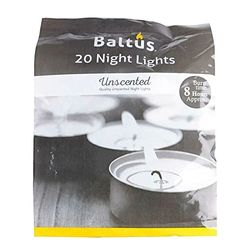 Baltus Pack of 20 Unscented Wax Night Lights Tealights Candles 8 Hour Burn Time