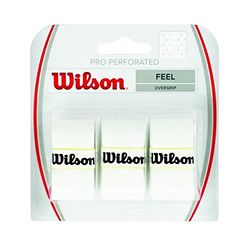 WILSON PRO Overgrip Perforated 3 Pack - White, Green, Pink - Tennis - Badminton - Squash