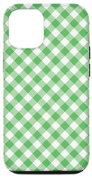 Carcasa para iPhone 12/12 Pro Lindo Buffalo Cuadros Cuadrados Cuadros Cuadrados Verde