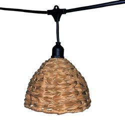 MELLOW LIGHT - Ghirlanda luminosa da esterno con paralume in polyrattan, stile bohémien, 7 lampadine a filamento a bussola E27, LED bianco caldo, 6 m