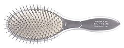 Olivia Garden Ceramic + Ion Brosse Supreme Pro Poils en Nylons - Brosse Plate Argentée - Antistatique et Tourmaline-Ion