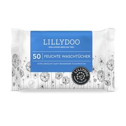 LILLYDOO Wilgotne ściereczki do mycia 50 sztuk, 100% bez plastiku, bardzo duża ściereczka, bez perfum