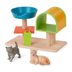 Terra Kattenkrabpaal 3-delige speelgoedset – 1 krabpaal en 2 katten – dierfiguren en accessoires, speelgoed voor kinderen vanaf 3 jaar