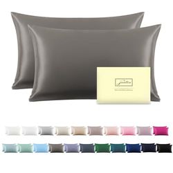 Juego de 2 Fundas de Almohada de Seda para Cabello y Piel - Suaves, Transpirables y Elegantes - 100% Seda de Morera Natural, Tamaño King, con Cremallera Oculta en Ambos Lados