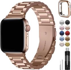 Fullmosa Compatibel met Apple Watch Band 42mm/44mm/45mm/49mm, roestvrijstalen horlogeband voor iWatch/Apple Watch Ultra/SE/SE2, Series 8/7/6/5/4/3/2/1, 42mm/44mm/45mm/49mm Rose goud