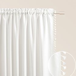 ROOM99 Lara Curtain with Ruffle Tape, 140 x 260 cm, Width x Height Sliding Curtains, Modern Curtain, Living Room, Bedroom, Ecru, 1 Piece