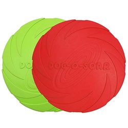 Vivifying Lot de 2 disques Volants pour Chien en Caoutchouc Naturel de 17,8 cm pour Terre et Eau (Vert + Rouge)