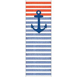 Plage Rayas y Ancla Marina Adhesivo para El Frigorífico, Vinilo, Multicolor, 60x180 cm