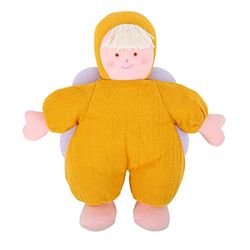 Trousselier - Peluche a forma di angelo, 21 cm di altezza, tessuto di lino, classico chic, ideale come regalo di nascita - lavabile in lavatrice - Colore curry - 2 count