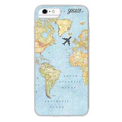 Gocase World Map Scritto a Mano | Cover per iPhone 6 Plus / 6S Plus | Personalizzabile con Nome | Trasparente con Stampa | Custodia Protettiva in Silicone | TPU AntiGraffio | Viaggi Oceano Avventure
