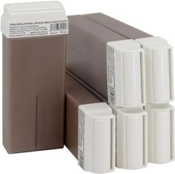 Epilwax Set da 6 cioccolato Rulli Cera per Depilazione - Larghezza 100 ml Roll-on Ricarica Cera