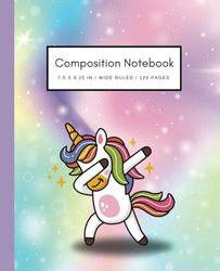 Fun Dabbing Unicorn Gifts For Girls | Soft Cover 7.5x9.25" Composition Notebook | Perfect Birthday Gift | Christmas Gift | Back to School Present