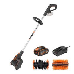 WORX - Brosse de nettoyage de surface et terrasse sans fil 20V - 4Ah - WG441E (Livrée avec batterie et chargeur, avec 2 brosses nettoyage pour joints en métal/nylon dur)