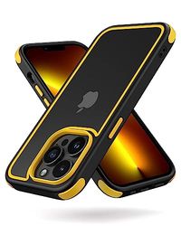 Mobnano Ultra Hybrid iPhone 13 Pro Hoesje Transparente beschermend Hoesje Bumper schokbestendig robuust hybride stijlvol Siliconen slank slim duidelijk hard Case - Zwart/Geel
