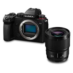 Panasonic LUMIX DC-S5E-K S5 Full Frame spegellös kamera med 50 mm F1.8-lins, 4K 60P videoinspelning med flip-skärm och Wi-Fi, L-montering, 5-axlad Dual I.S, (svart)