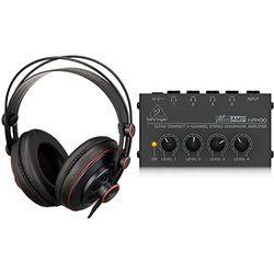 Superlux HD-681Cuffie Semiaperte Sovrauricolari Alta Qualita Professionale & BEHRINGER HA400 BK BLACK MICROAMP AMPLIFICATORE PER CUFFIE 4 CANALI STEREO COLORE NERO