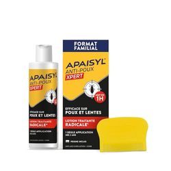 APAISYL, Lotion Anti-Poux Xpert, Tue 100% des Poux et des Lentes en 1 heure, 1 seule Application, Micro-Emulsion brevetée, Peigne Offert, 200ml
