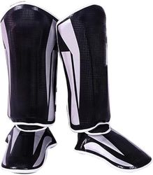 Endless Martial Art Shin Guards | Svart, storlek L | Material: ‎Faux läder | Justerbart thailändskt benskydd med instep skydd för kickboxning/MMA träning och sparring