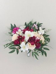 Rinlong 1 bouquet de mariée, rouge marsala