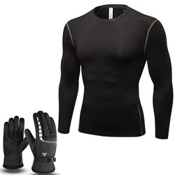 SXCDD Unisex T-shirt-A träningskläder + svarta handskar, L, Svarta träningskläder + svarta handskar, L