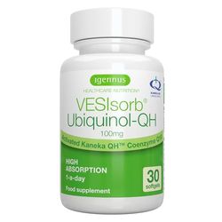 VESIsorb Ubiquinol-QH Avancé – Coenzyme Q10 Kaneka Brevetée - 622% plus de biodisponibilité, Énergie & Cœur, Action Rapide & Prolongée, CoQ10 Antioxydant Naturel, 30 portions - par Igennus