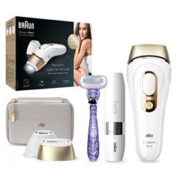 Braun IPL Silk Expert Pro 5, Visible Permanent Hair Removal for Women and Men,PL5137, White/Gold & Face Mini Hair Remover, Facial Hair Remover for Women Mini-Sized Design, FS1000, White