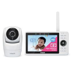 VTECH VM901-1W Wifi-babyfoon met camera, intelligente babyfoon met 5 inch HD-display, 1080p babyfoon met kantel-/zwenk camera en app, 120° groothoekzicht, werkt met iOS, Android