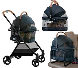 Pet Gear View 360 Pet Wandelwagen Travel System 3-in-1 Carrier, Booster Seat en wandelwagen met drukknopentoegang, Jet Black (PG8140NZJB)