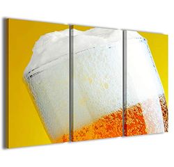 Kunstdruk op canvas, Beer II moderne glazen pot Birra in 3 panelen, klaar om op te hangen, 120 x 90 cm