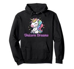 Cute Unicorn Dreams Awesome Kids and Adults Tees and More Felpa con Cappuccio