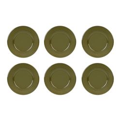 GENEVIEVE LETHU 545267 Set med 6 platta tallrikar med riskorn - Kaki färg lergods - Ø 27 cm