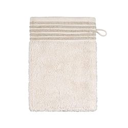 möve Wellness wash glove plain dye with chenille piping 15 x 20 cm made of 100 % cotton (Spinair), nature