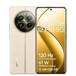 realme Teléfono Móvil 12 Pro 5G 12 + 256GB, Cámara para retratos con teleobjetivo, Sony IMX882 con OIS, Pantalla de visión curva de 120Hz, Procesador Snapdragon 6 de 1ª generación 5G, Navigator Beige
