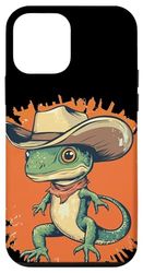 Simpatico rettile lucertola con cappello da cowboy per gli amanti dei rodeo Custodia per iPhone 12 mini