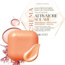 Senso Naturale Solid Body Oil/Cream – Pre-Sun Tan Booster with Astaxanthin & Argan Oil – Passionflower Scent | Vegan, Organic | Deep Nourishment & Antioxidant Protection | 70g