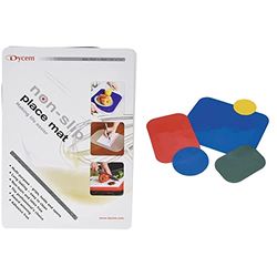 Dycem Non Slip Pad, Rectangular 25 X 18 cm, Silver, Precut Adhering Pad, Grip Assistance & Non Slip Pad, Round 19 cm Diameter, Silver, Precut Adhering Pad, Grip Assistance