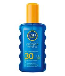NIVEA SUN Skyddar och uppdaterar solspray FP30 (1 x 200 ml), spray med UVA/UVB-skydd, osynligt, uppfriskande vattentätt högt solskydd, osynligt