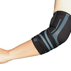 BODYVINE Unisex - Adulto Triple Regolabili Gomito Compressione Bendaggio con Power Band Compression Taping, Unisex - Adulto, CT-N82508-04-00-01, Blu, S