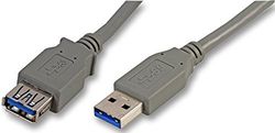 Pro Signal USB 3.0 A Male to A Female Lead, 1m Grey, High-Speed USB 3.0 Extension Cable for Laptops, Printers, and More - CAC250035