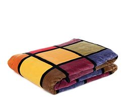 Gözze - Cobertor macio de alta qualidade, toque caxemira, tecido de alta gramagem 500 g/m², antigo, 150 x 200 cm - laranja/vermelho/amarelo