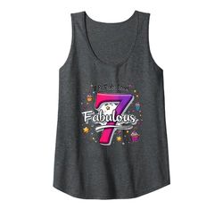 7 & Fabulous: Birthday Celebration for Seven Year Olds Tank Top, Women, Dark Heather Grey, L