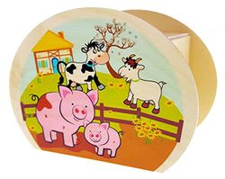 Hess Holzspielzeug 20016 - kinderspaarpot van hout met boerderijmotief incl. rubberen slot, handgemaakt, voor geldgeschenken voor verjaardag, ca. 11,5 x 8,5 x 6,5 cm groot