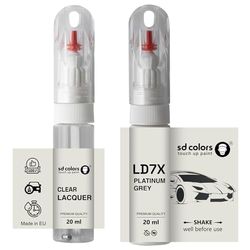 SD COLORS PLATINUM GREY LD7X D7X 2R TOUCH UP 20 ML PAINT CONVENIENT BRUSH FOR SCRATCH REPAIR FIX (PAINT+LACQUER)