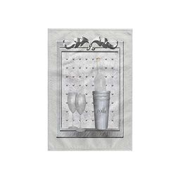 3dRose 10Th Anniversary, Silver, Bottle And Glasses, Hearts, Frame Towel, Multi-Colour, 15 x 22-Inch