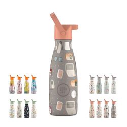 Cool Bottles - Borraccia Termica per Bambini - Bottiglia Acqua Acciaio Inox - 260 ml - Must Have - Bevande Fredde 36 Ore e Calde 18 Ore - Rifiniture con Disegno in Rilievo - Senza BPA