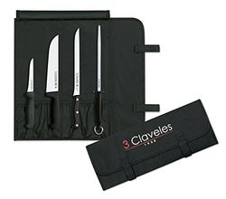 3 Claveles Conjunto de cozinha, faca de açúcar, desossador e jamonero + Chaira + porta-facas com capacidade para 6 peças