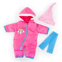 Bayer Design 83881AA Vêtements pour poupée de 33-38cm, Accessoires pour poupées, Combinaison de Neige, Foulard et Casquette, Ensemble d'hiver, Tenue avec Une Licorne