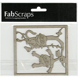 FabScraps Die-Cut Gray Chipboard Embellishments Monkeys x 3.5-inch, Acrylic, Multicolour, 11.17x13.71x0.15 cm